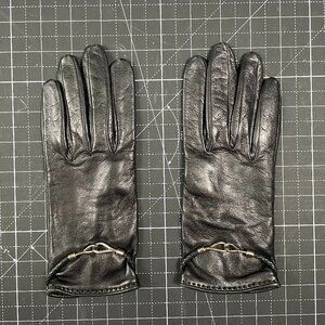 Hermès Gloves, Black Lambskin Leather - Size 7 - Authentic Hermès Accessory